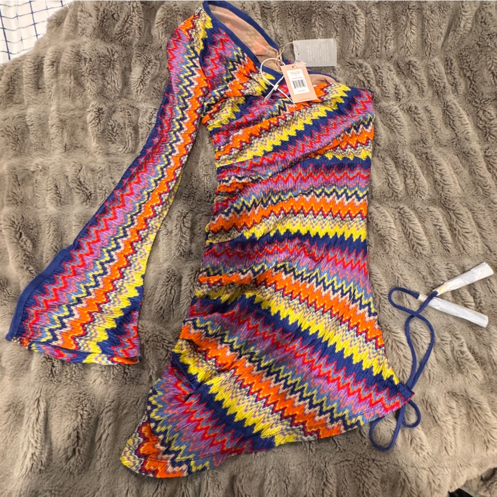 One sleeve mini dress, Alexis, multicolored